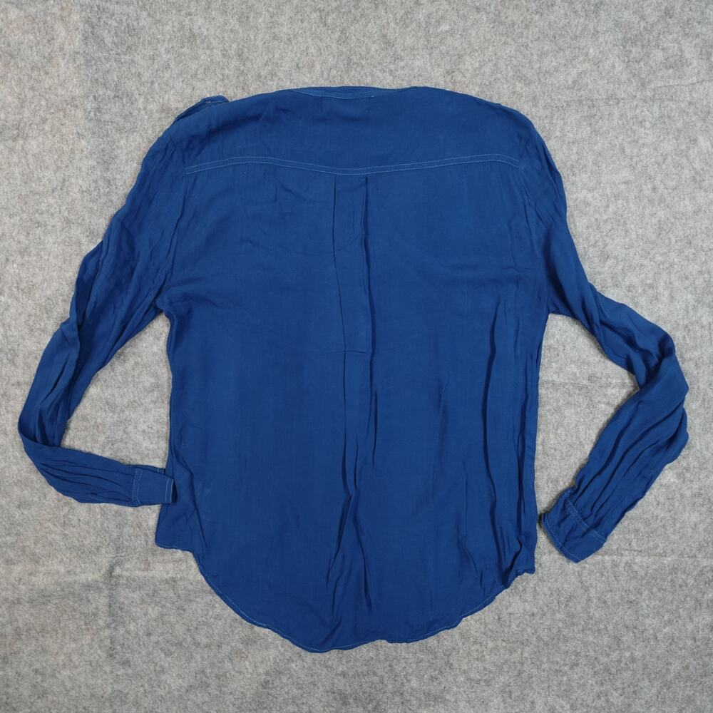 Velvet Graham Spencer Top Womens P Small Half Button Long Sleeve Blue Soft Thin - Picture 5 of 9